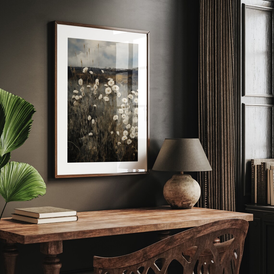 Moody Wildflower Landscape Vintage Art Print - Image 3