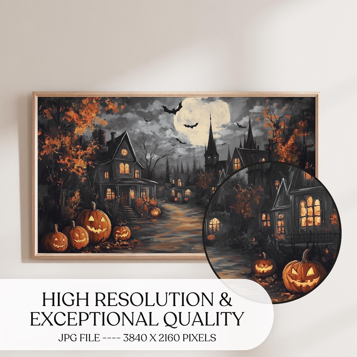 Halloween Spooky Street With Pumpkins Art Print - Image 4
