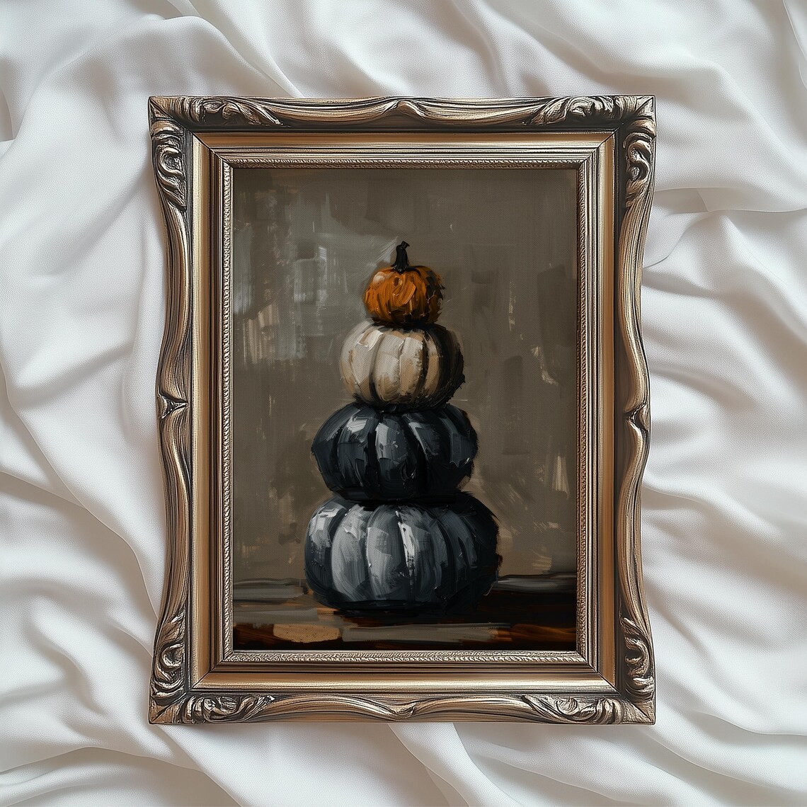 Stacked Pumpkins Vintage Autumn Art Print - Image 4