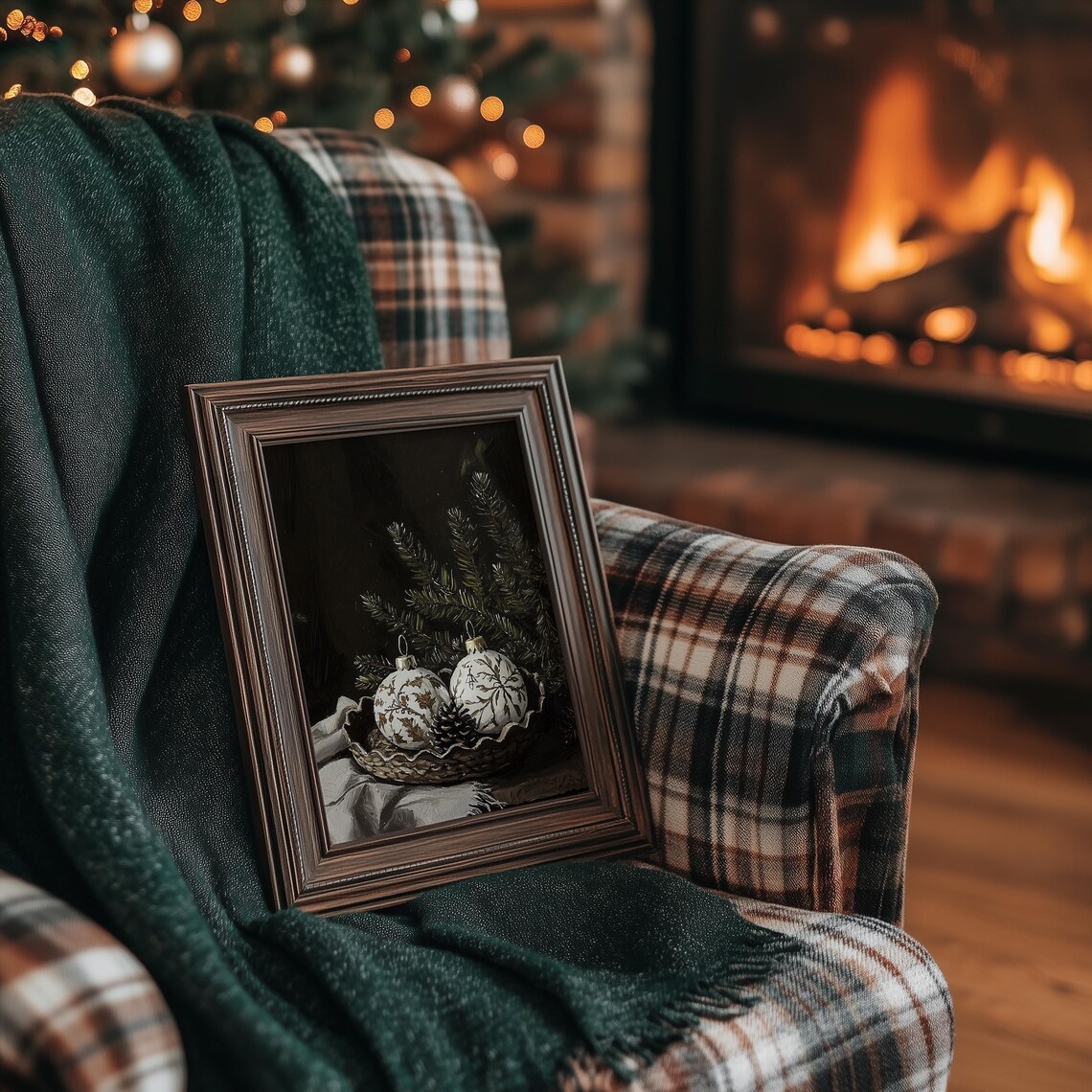 Rustic Ornament Print, Vintage Christmas Wall Art - Image 2