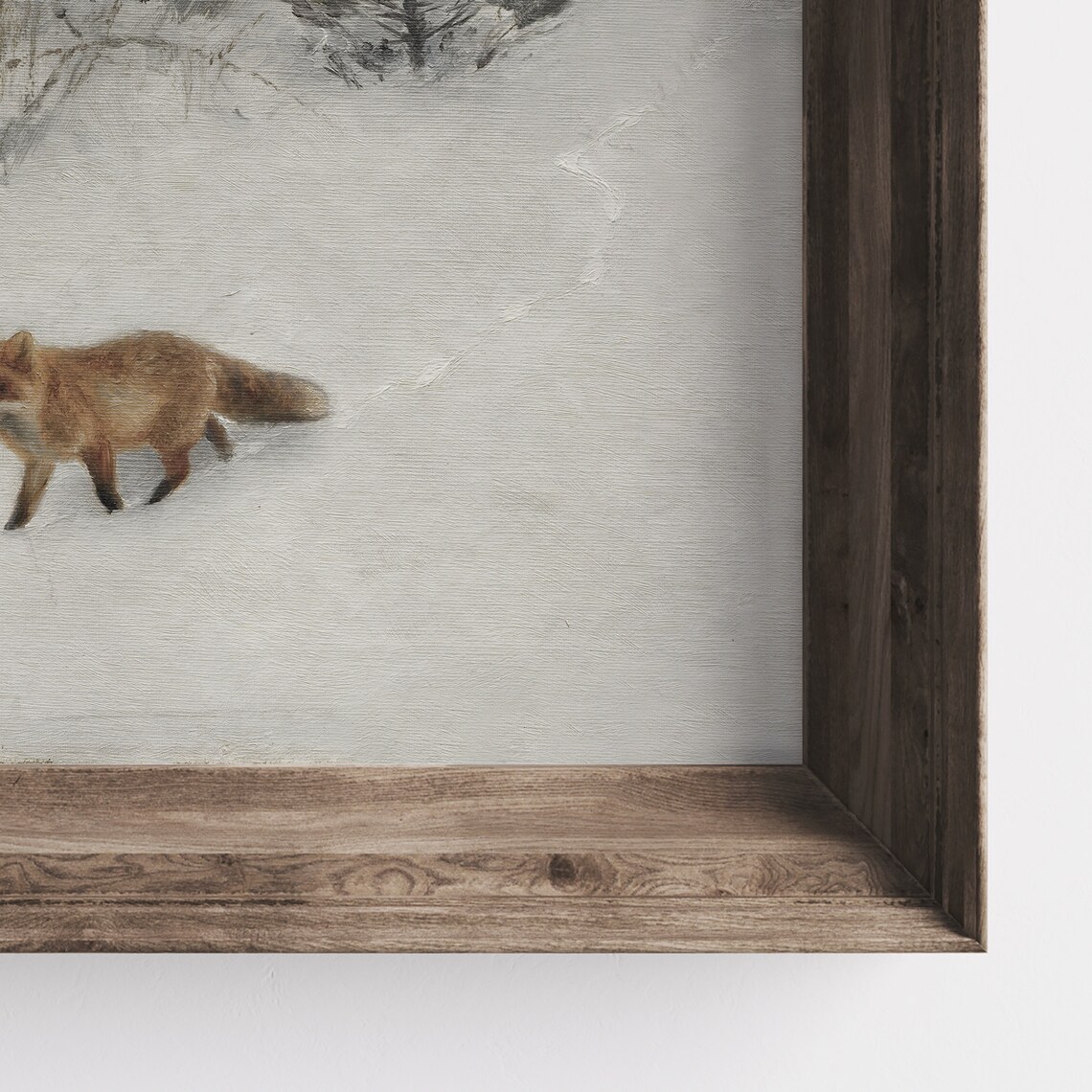 Winter Fox Painting, Vintage Wildlife Seasonal Art Print - Image 3
