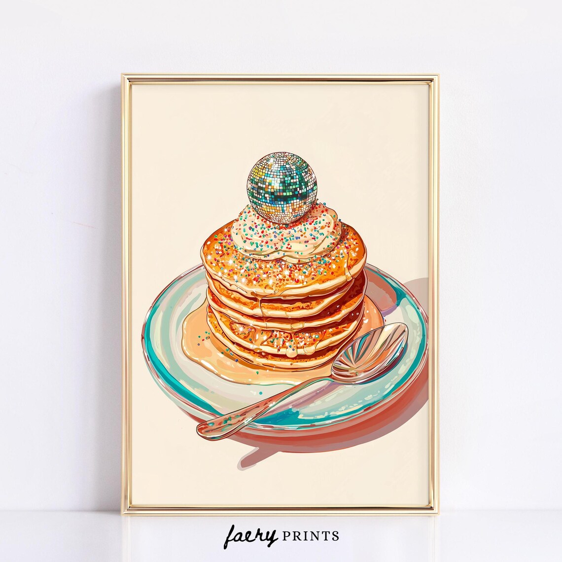 Disco Pancakes Retro Kitchen Food Poster