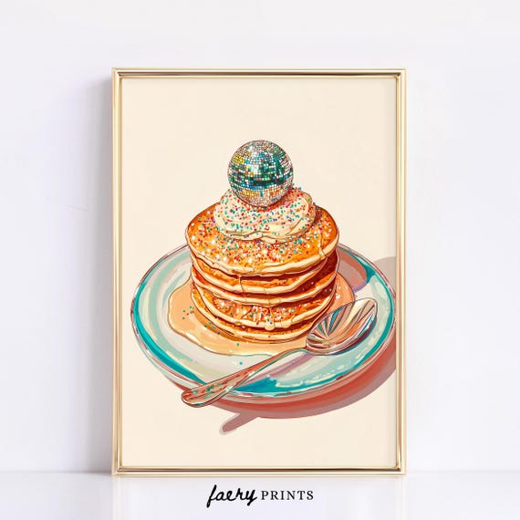 Disco Pancakes Retro Kitchen Food Poster
