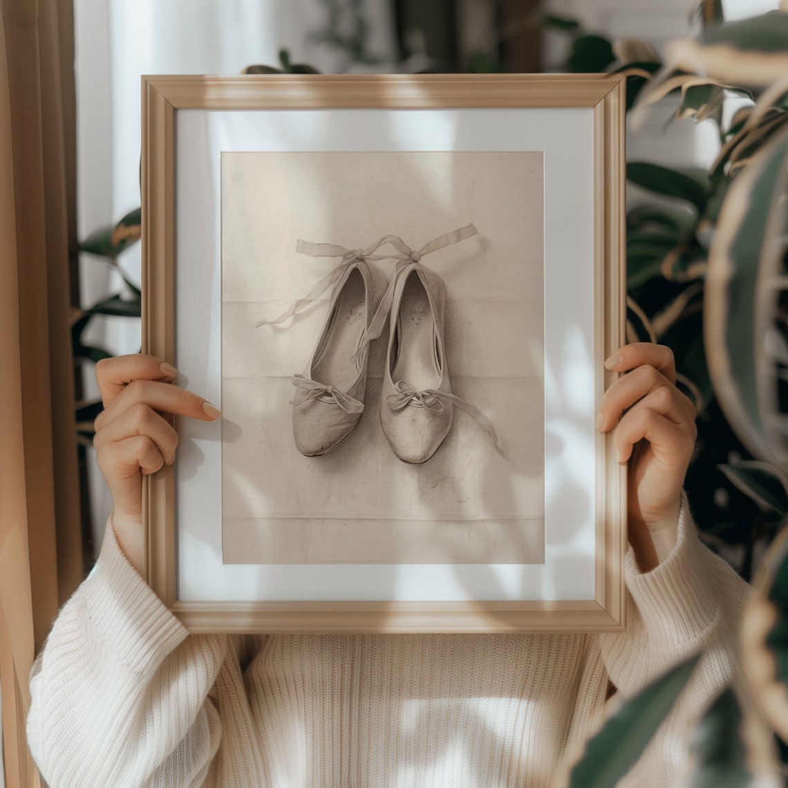 Vintage Ballet Slippers Ribbon Sketch Ballerina Dance Poster - Image 2