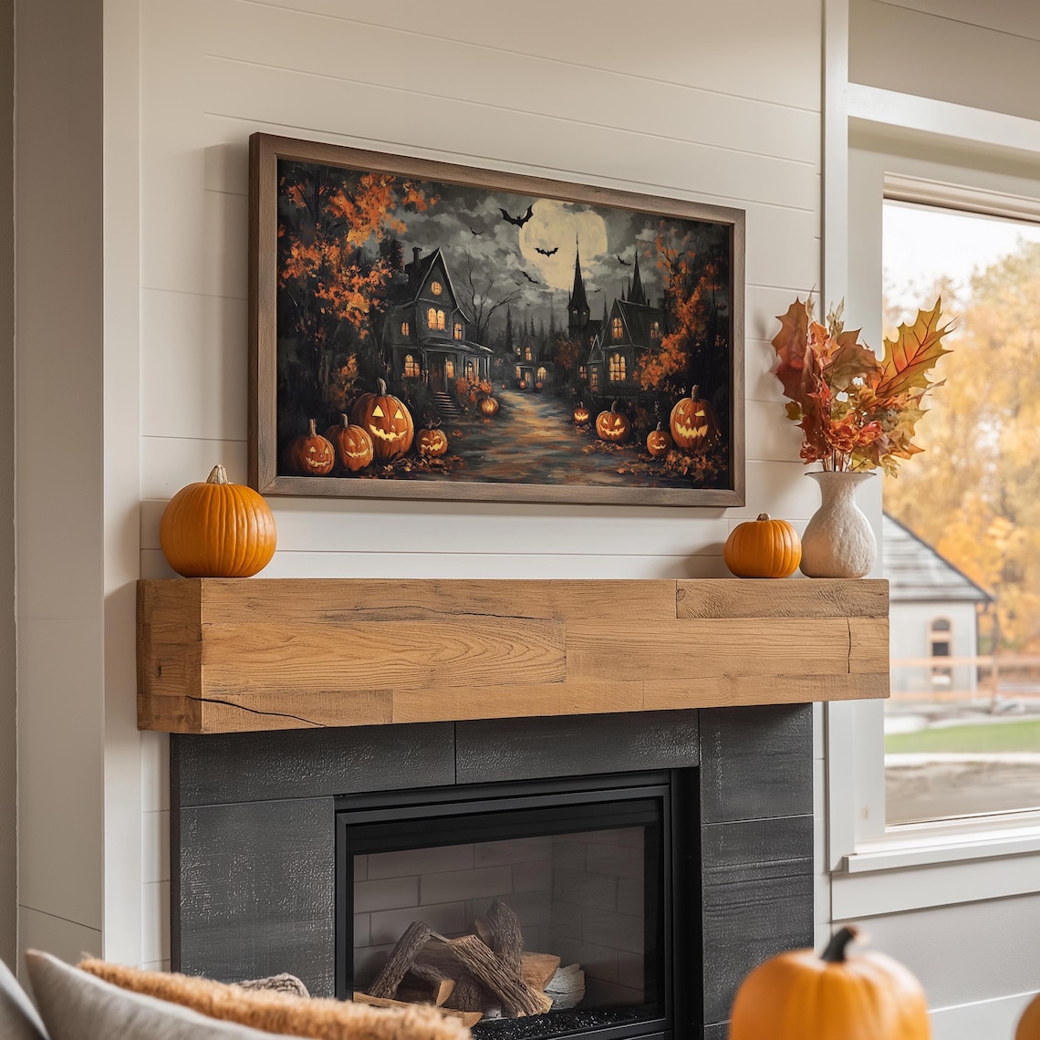 Halloween Spooky Street With Pumpkins Art Print - Image 3