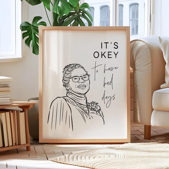 Inspirational Woman Line Art Quote Poster About Having Bad Days