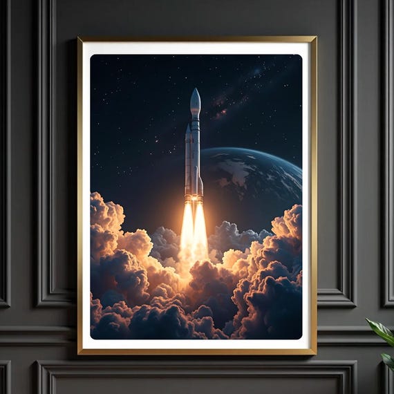 Rocket Launch Poster Space Exploration Art Print