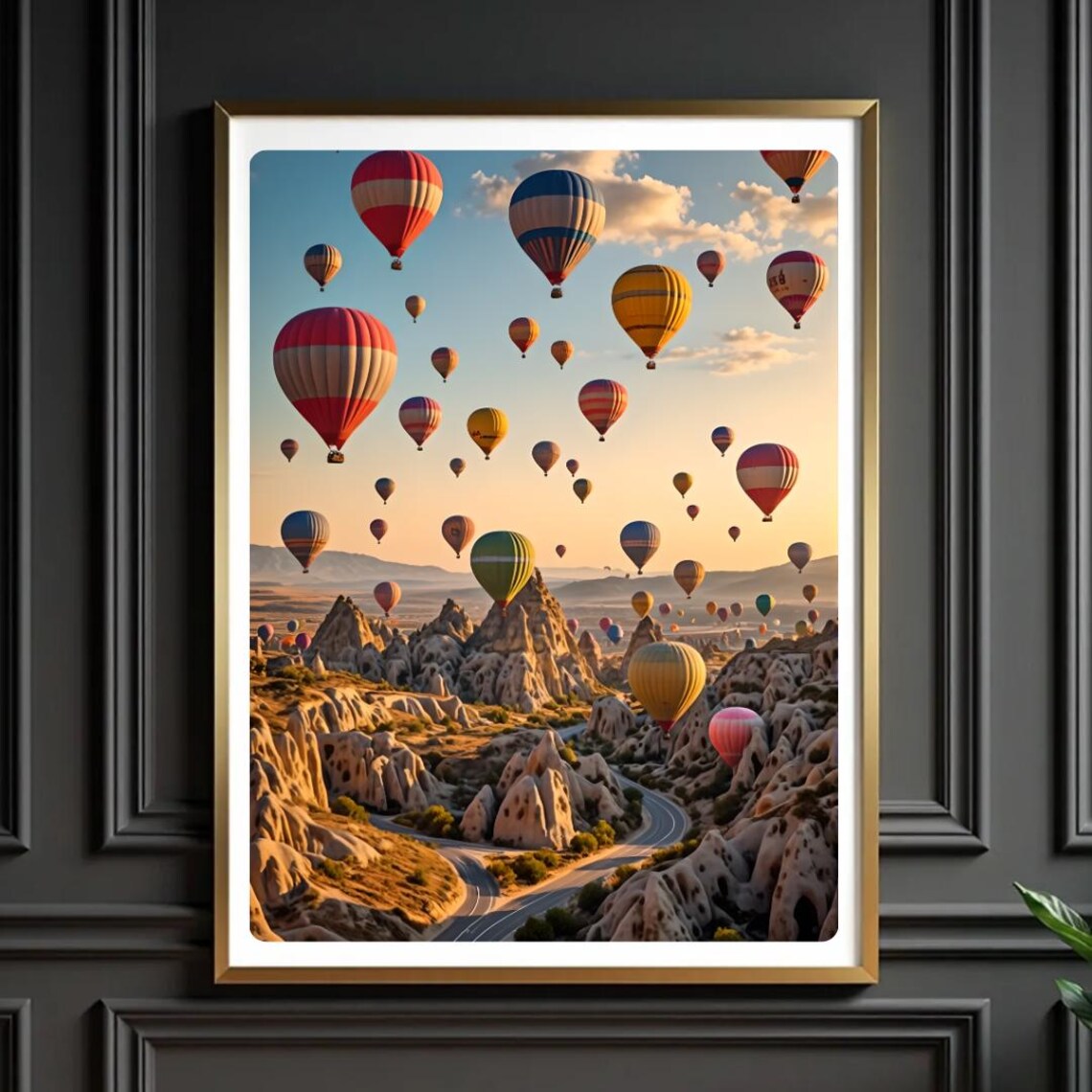 Cappadocia Hot Air Balloons Sunrise Valley Landscape Travel Poster