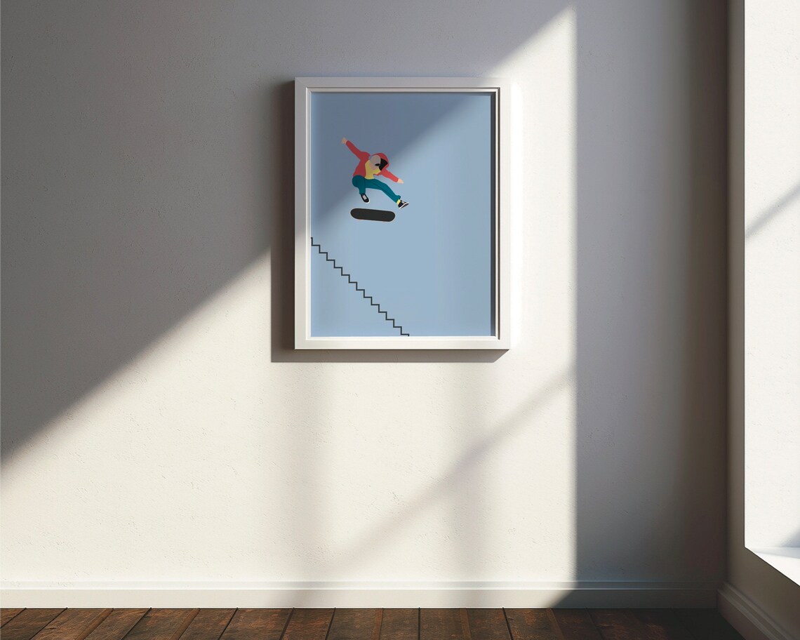 Skateboarder Poster, Minimal Modern Pop Art Print - Image 3