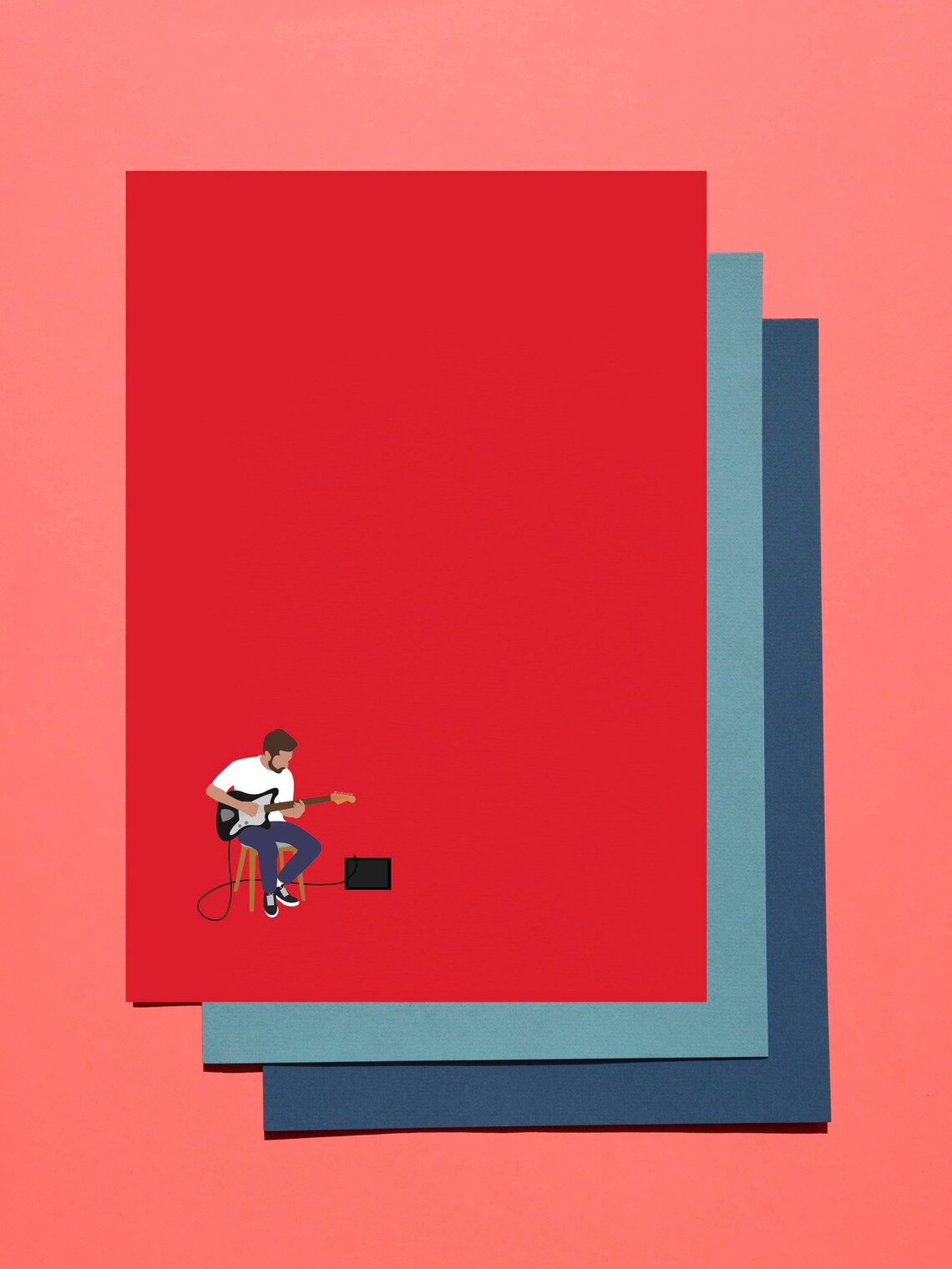 Guitar Player Minimal Modern Music Art Print - Image 5
