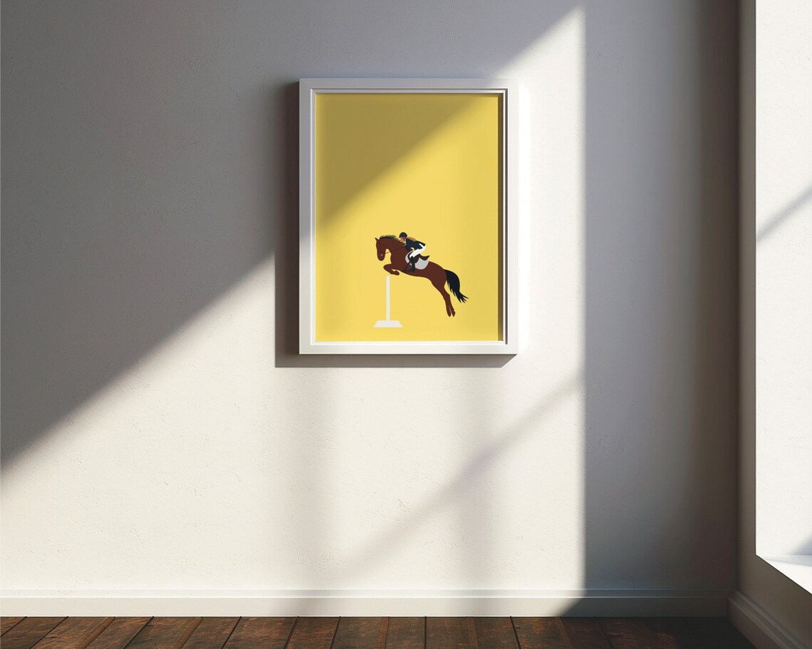 Show Jumping Horse Riding Poster, Minimal Modern Art Print - Image 3