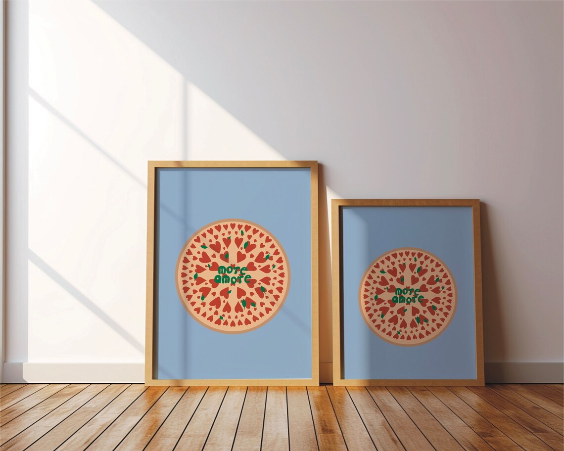 More Amore Pizza Quote Poster Print, Funny Love - Image 3