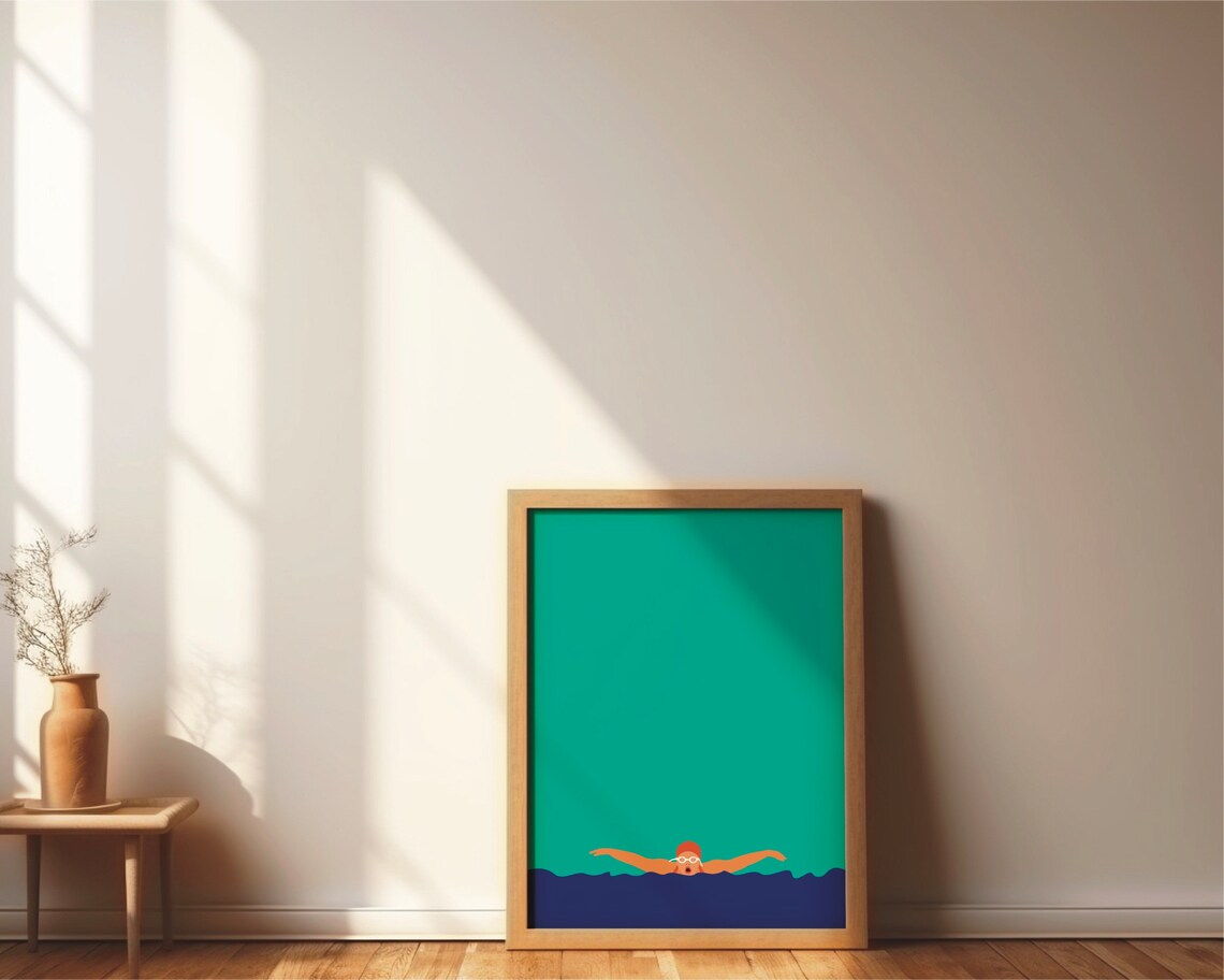 Swimmer Poster, Minimal Modern Sport Art Print - Image 3