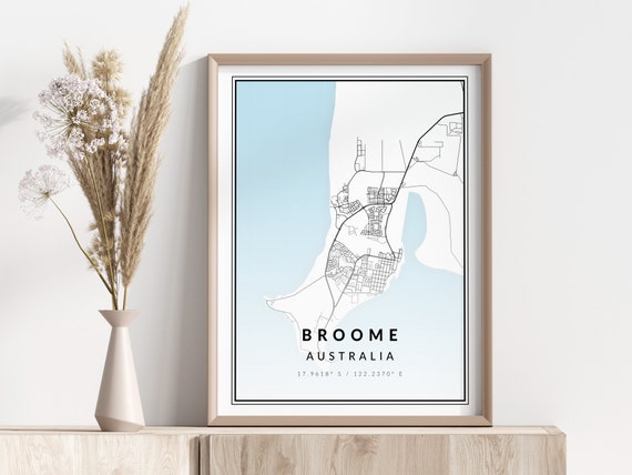 Broome City Map Print Poster Wall Art Geographic