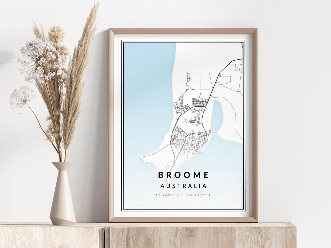 Broome City Map Print Poster Wall Art Geographic