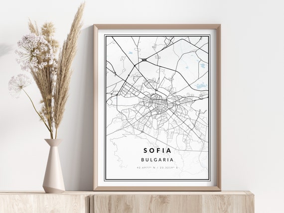 Sofia City Map Print Poster Wall Art Geographic