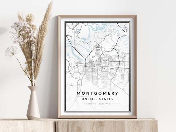 Montgomery City Map Print Poster Wall Art Geographic