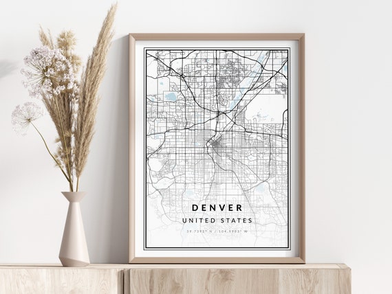 Denver City Map Print Poster Wall Art Geographic