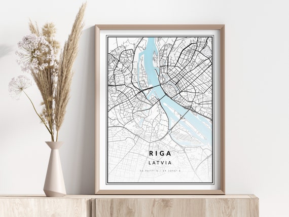 Riga City Map Print Poster Wall Art Geographic