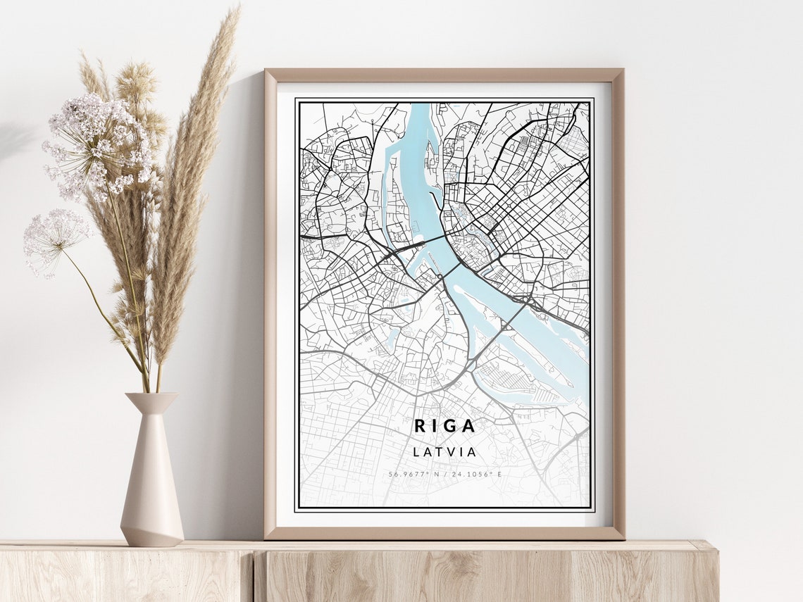 Riga City Map Print Poster Wall Art Geographic