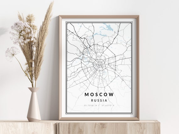 Moscow City Map Print Poster Wall Art Geographic