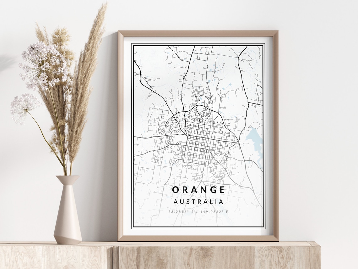 Orange Australia Minimalist City Map Street Poster With Coordinates
