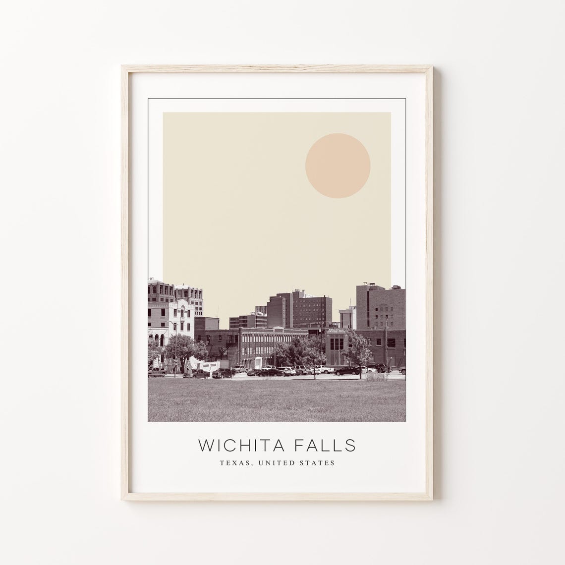 Wichita Falls Texas Downtown Park View Minimalist Travel Poster