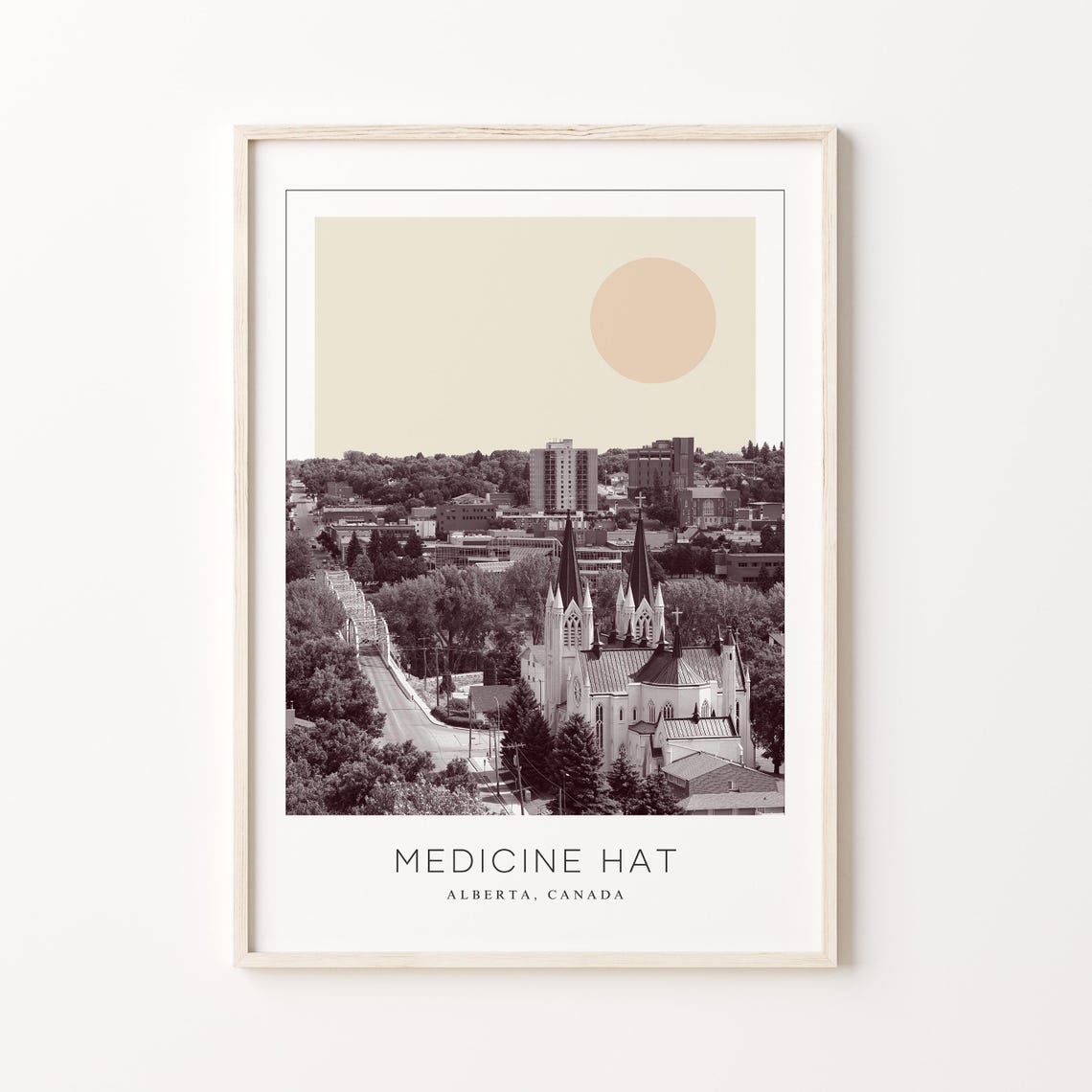 Medicine Hat Alberta Church Spires Skyline Minimalist Travel Poster