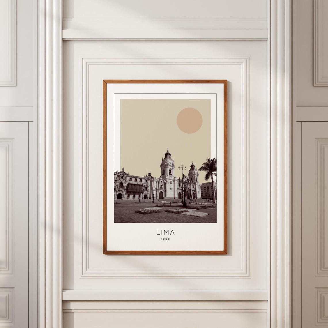 Lima Peru Cathedral Plaza Mayor Minimalist Sun Travel Poster - Image 2