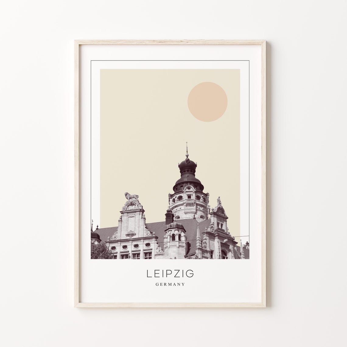 Leipzig City Hall Baroque Tower Minimalist Germany Travel Art Poster