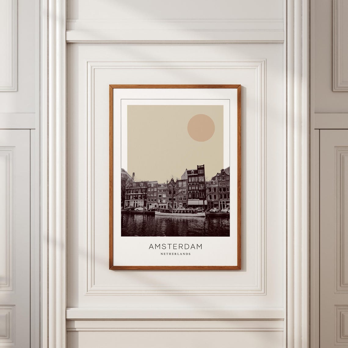 Amsterdam Netherlands Canal Houses Boat Minimalist Travel Poster - Image 2