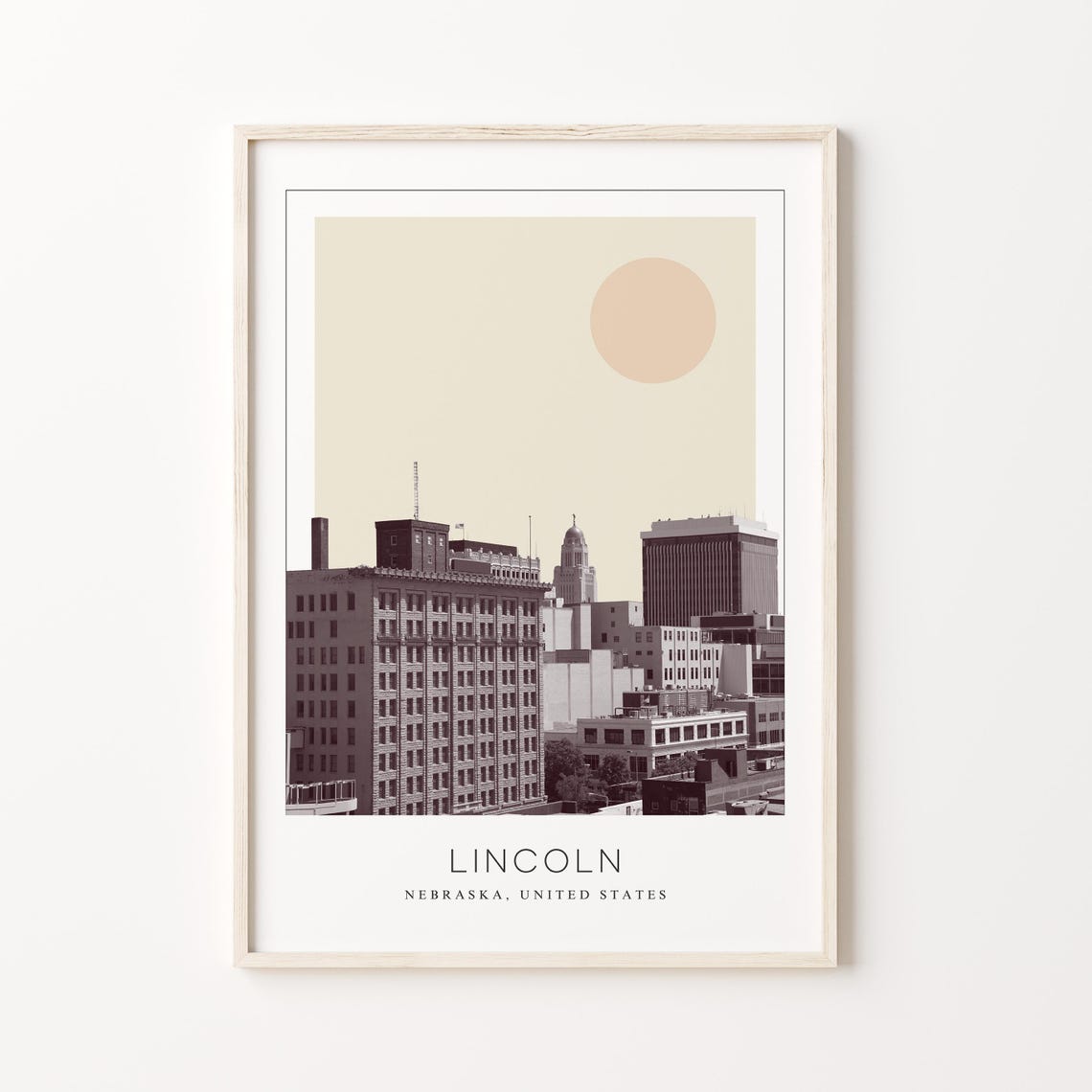 Lincoln Nebraska Capitol Tower Skyline Minimalist Travel Poster