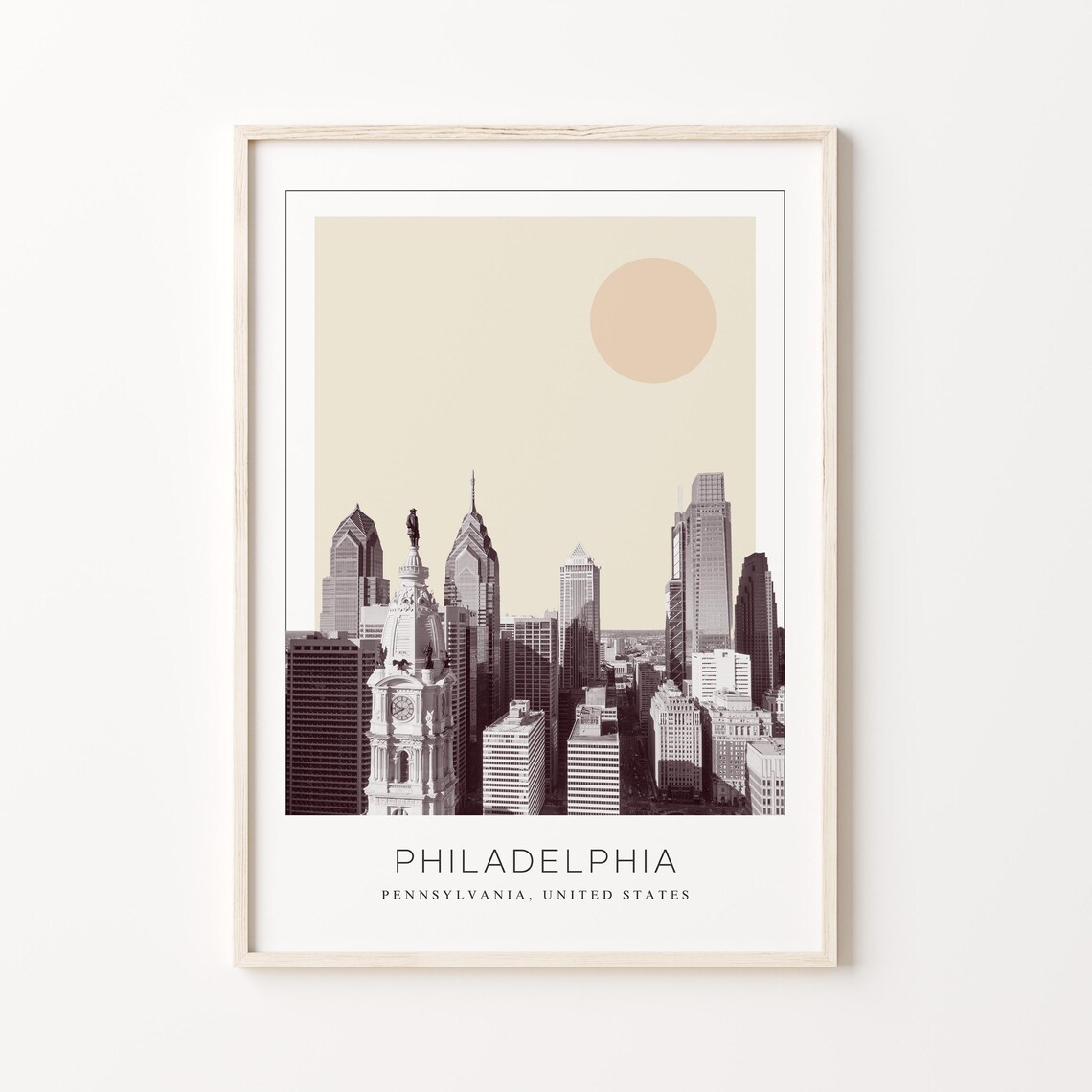 Philadelphia Pennsylvania City Hall Skyline Minimalist Travel Poster