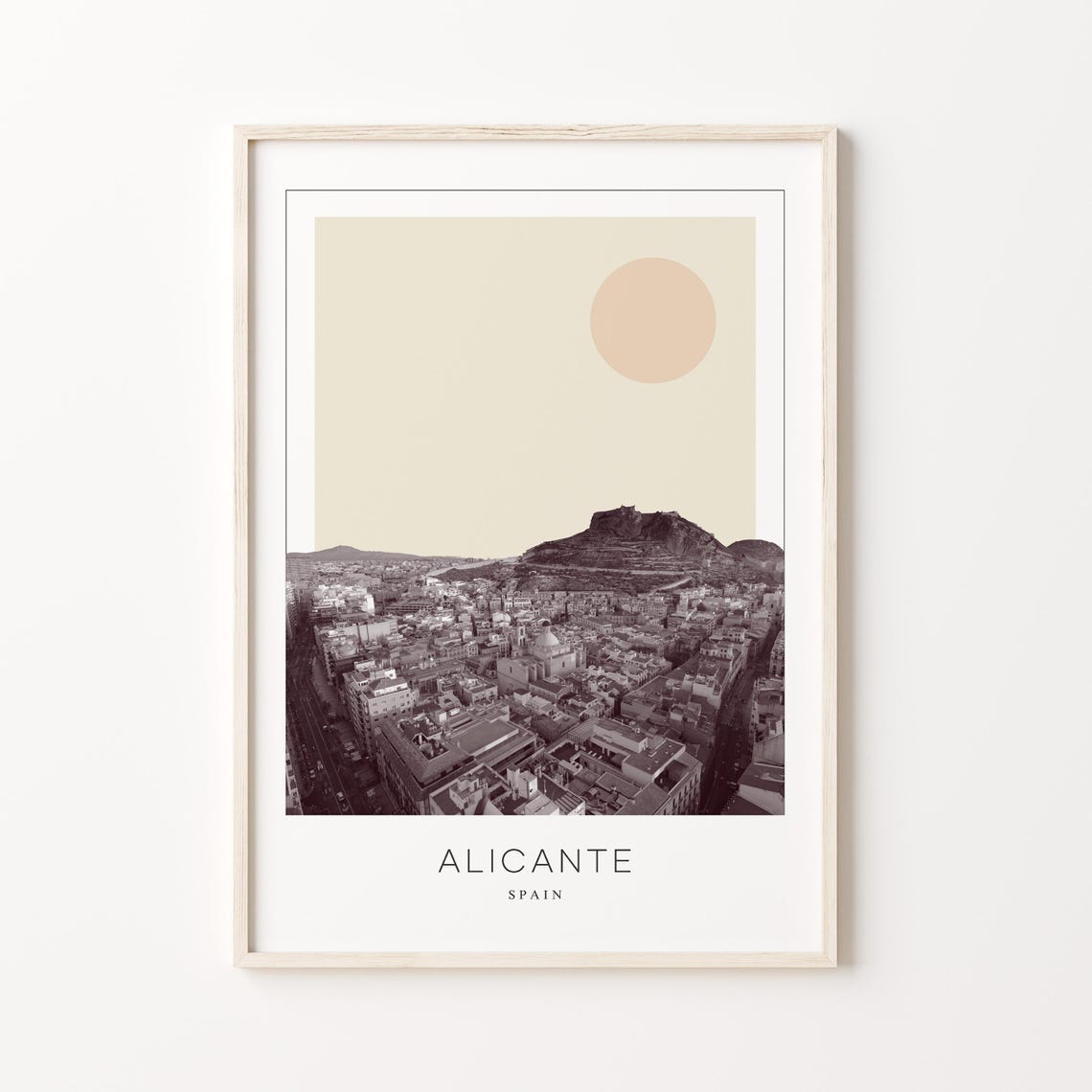 Alicante Spain Cityscape Beneath the Castle Topped Hill Poster