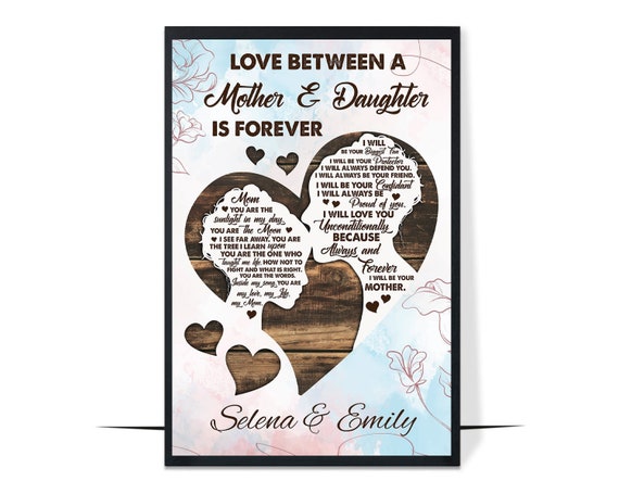 Love Between A Mother And Daughter Is Forever Personalized Mothers Day Framed Canvas Wall Art Poster Gift For Mother Day 2023