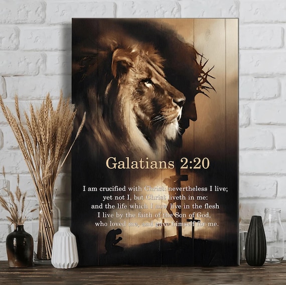 Galatians 2:20 Lion Of Judah Jesus Crown Of Thorns Faith Poster