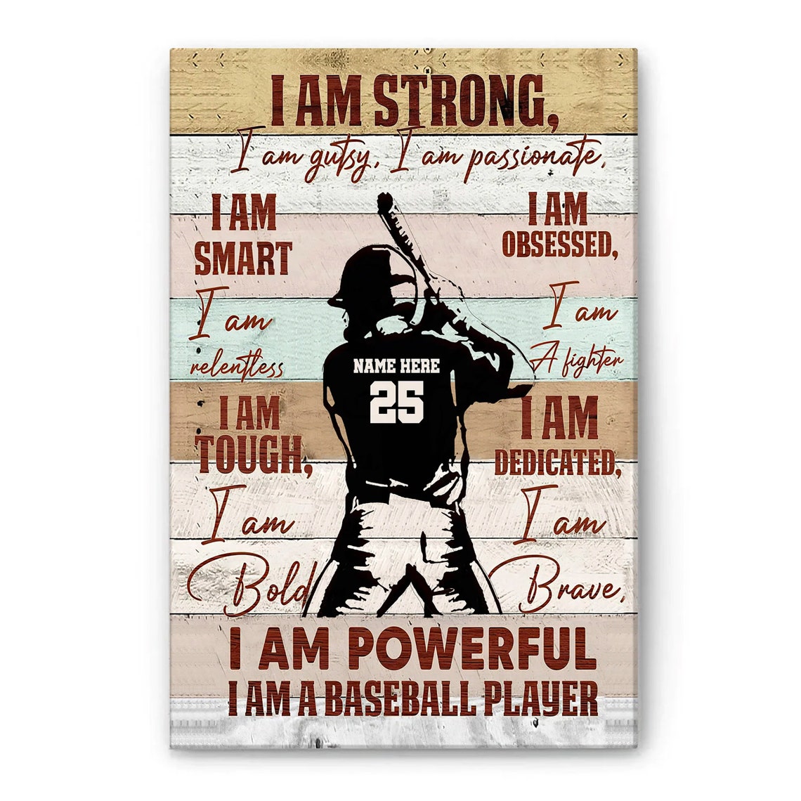 I Am A Baseball Player Motivational Batter Affirmation Gift Poster - Image 4