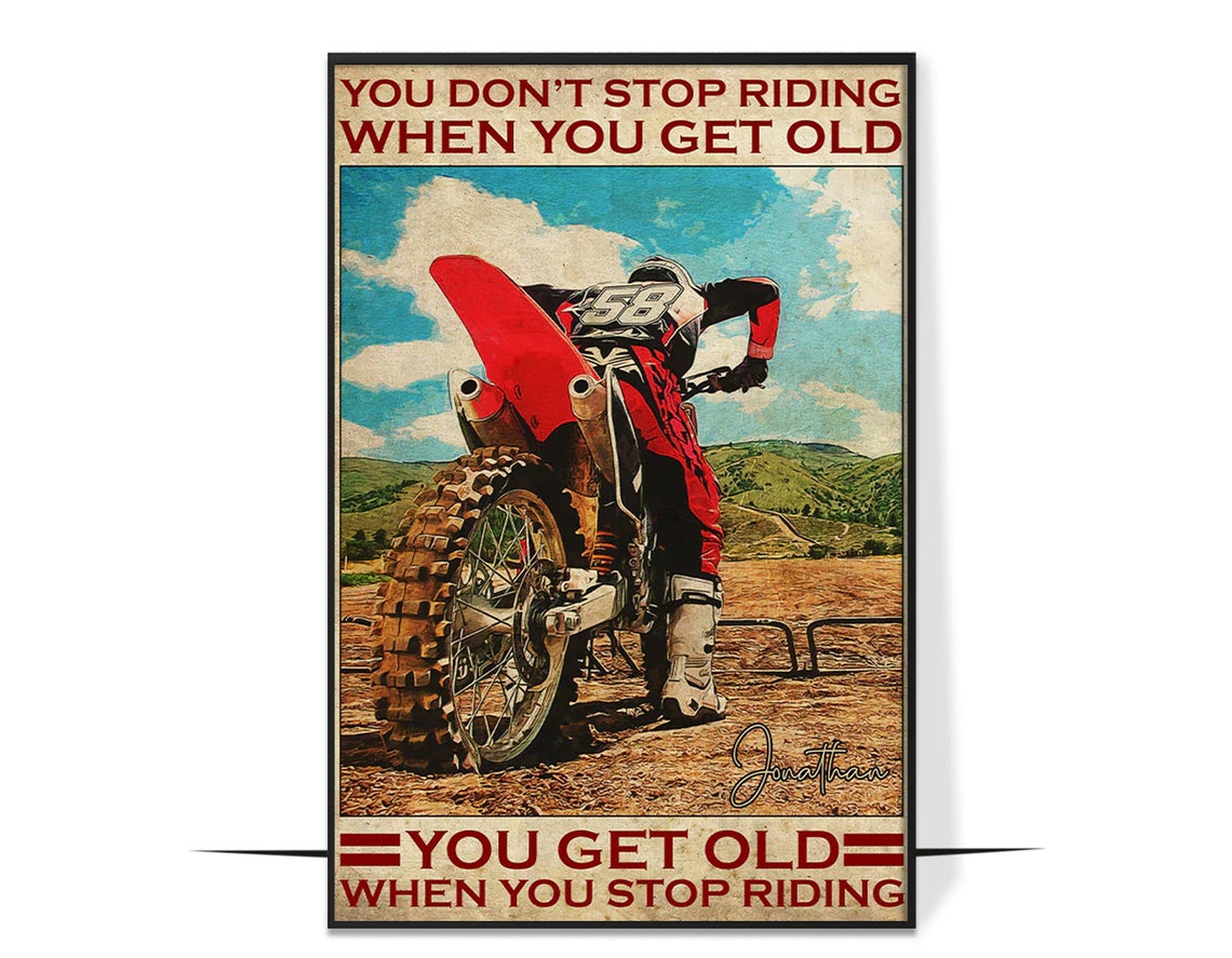 Personalized Motocross Poster With Custom Name Number Vintage Style Dirt Bike Gifts - Image 4