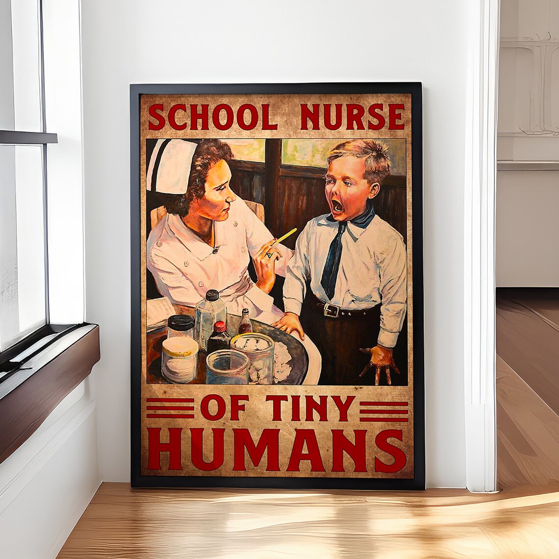 School Nurse of Tiny Humans Vintage Funny Nurse Tribute Poster
