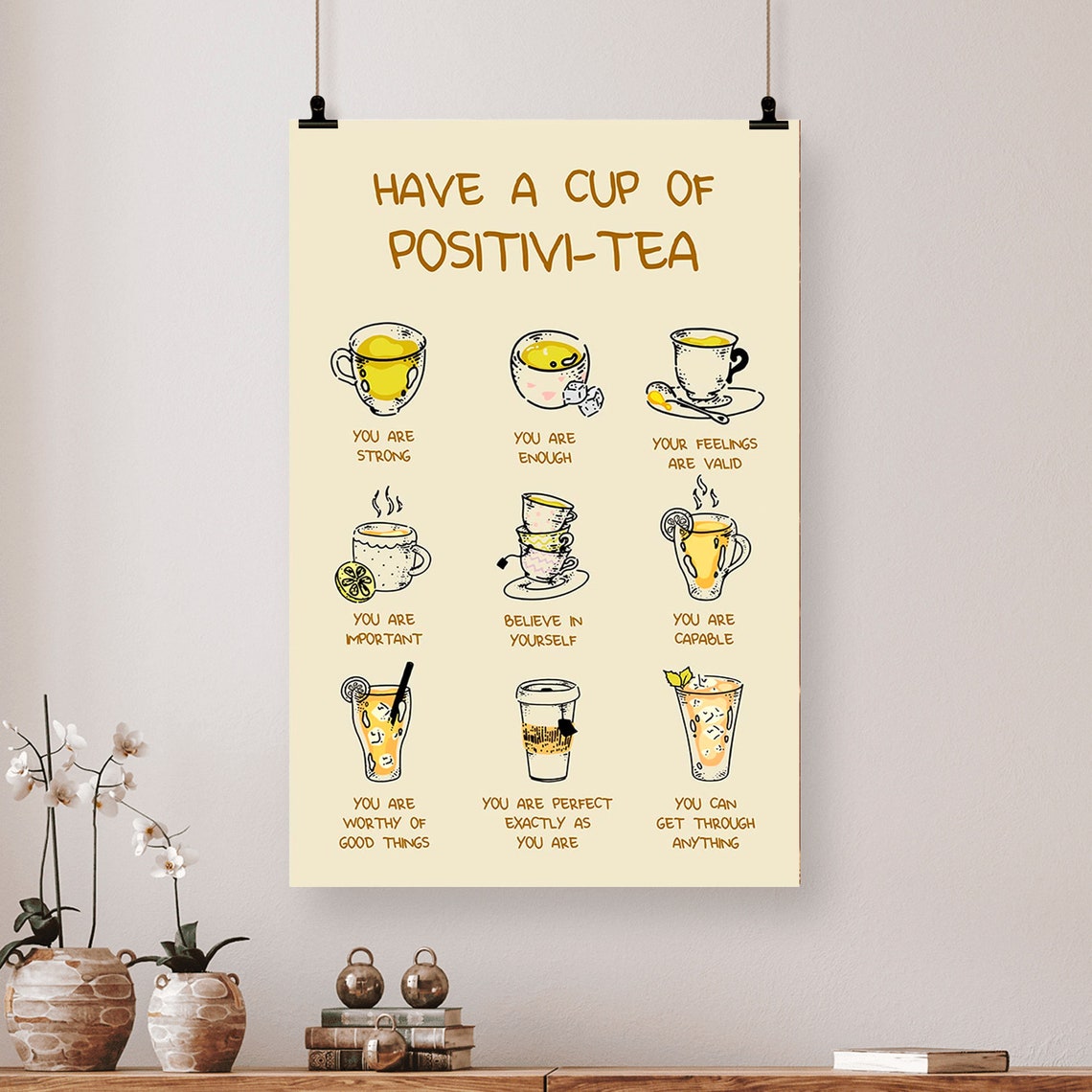 Have a Cup of Positivi Tea Mental Health Affirmations Wall Art - Image 3