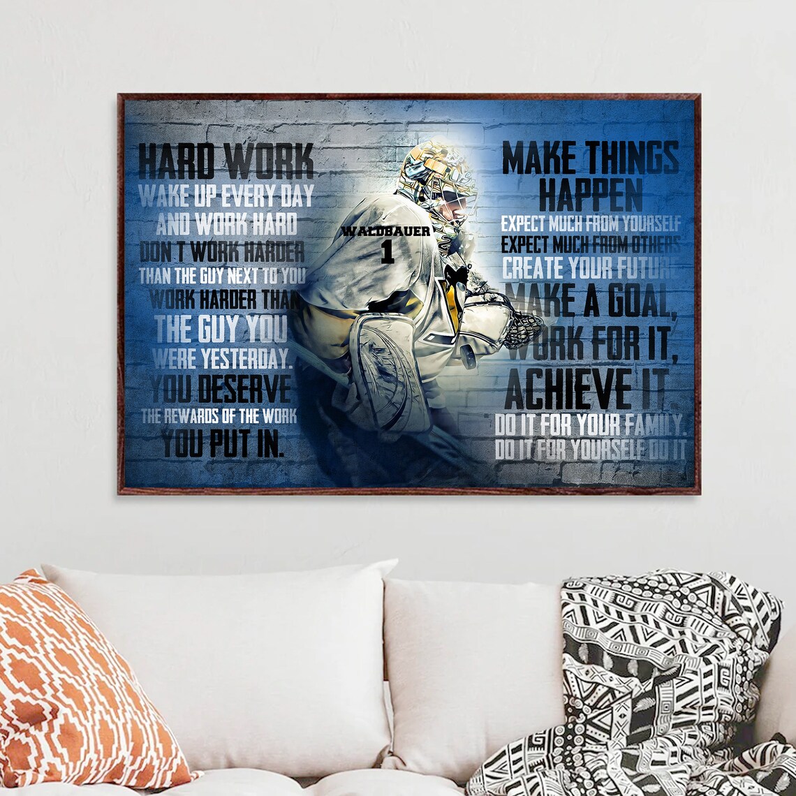 Hockey Goalie Hard Work Wake Up Every Day Motivational Canvas Poster - Image 4