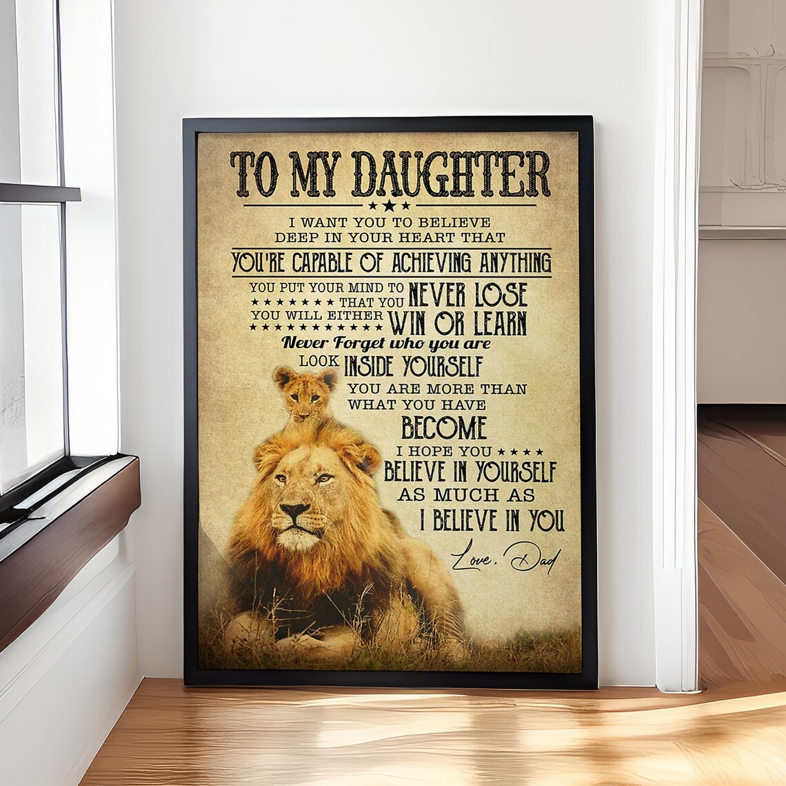 To My Daughter Lion Cub From Dad Believe In Yourself Gift Poster