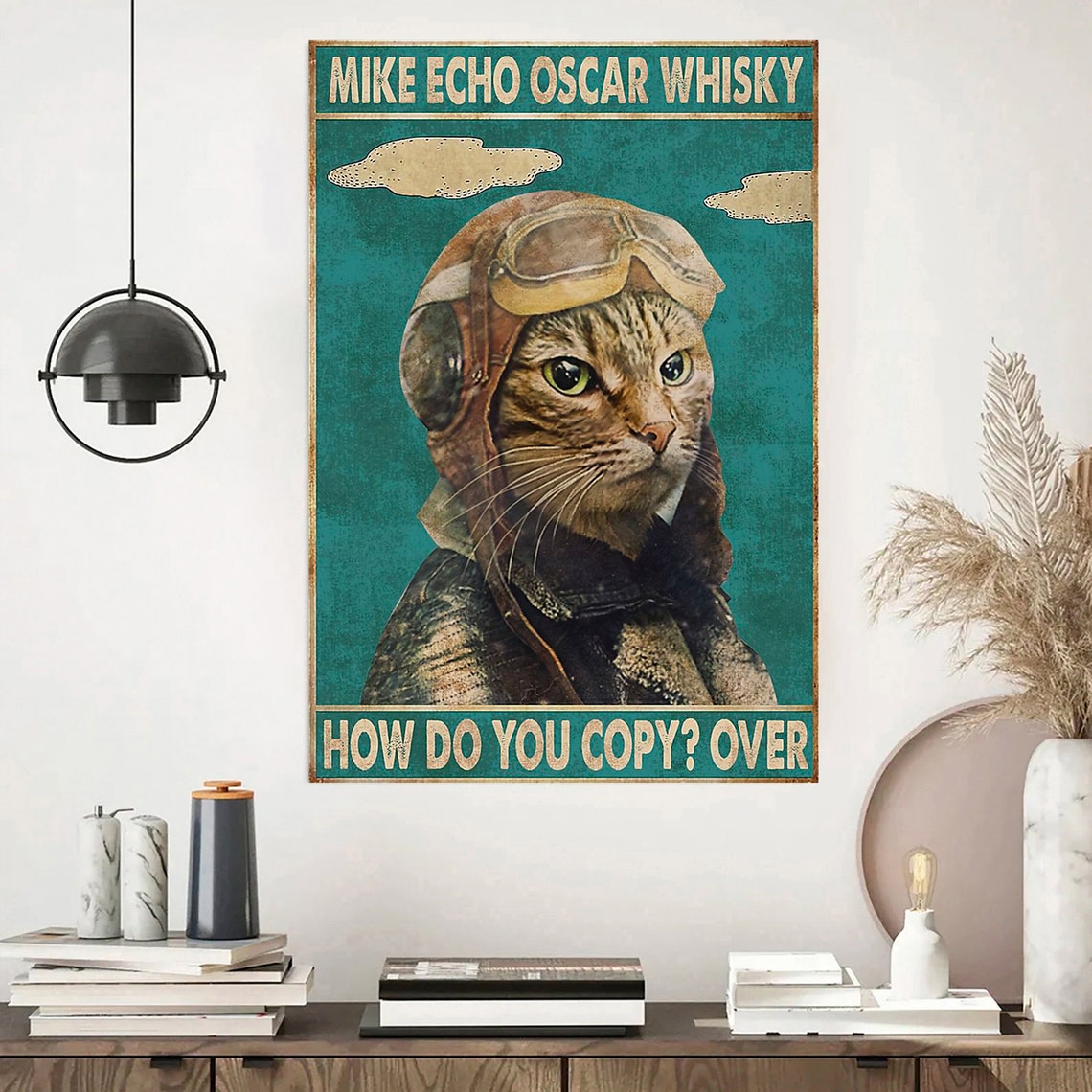 Mike Echo Oscar Whisky Pilot Cat Vintage Aviation Humor Poster - Image 4