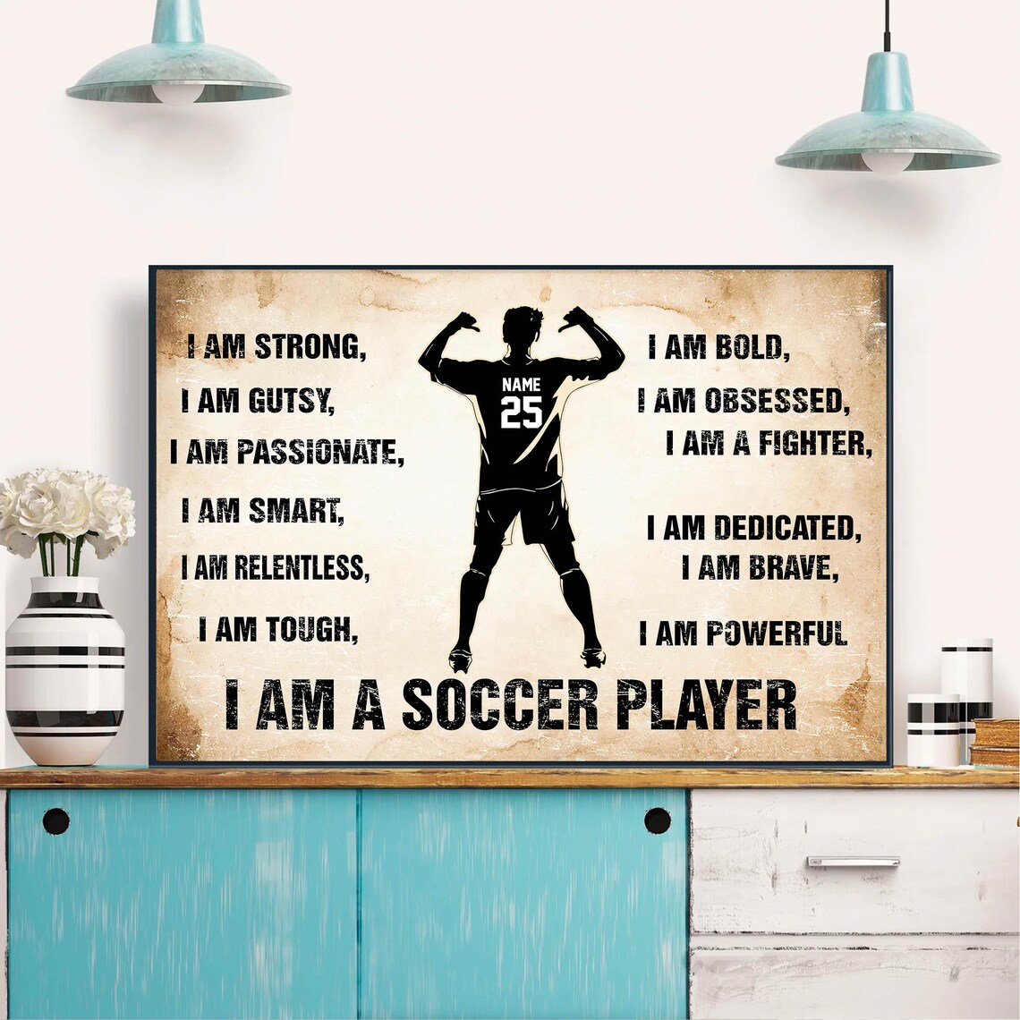 I Am A Soccer Player Motivational Watercolor Sports Poster Art - Image 4