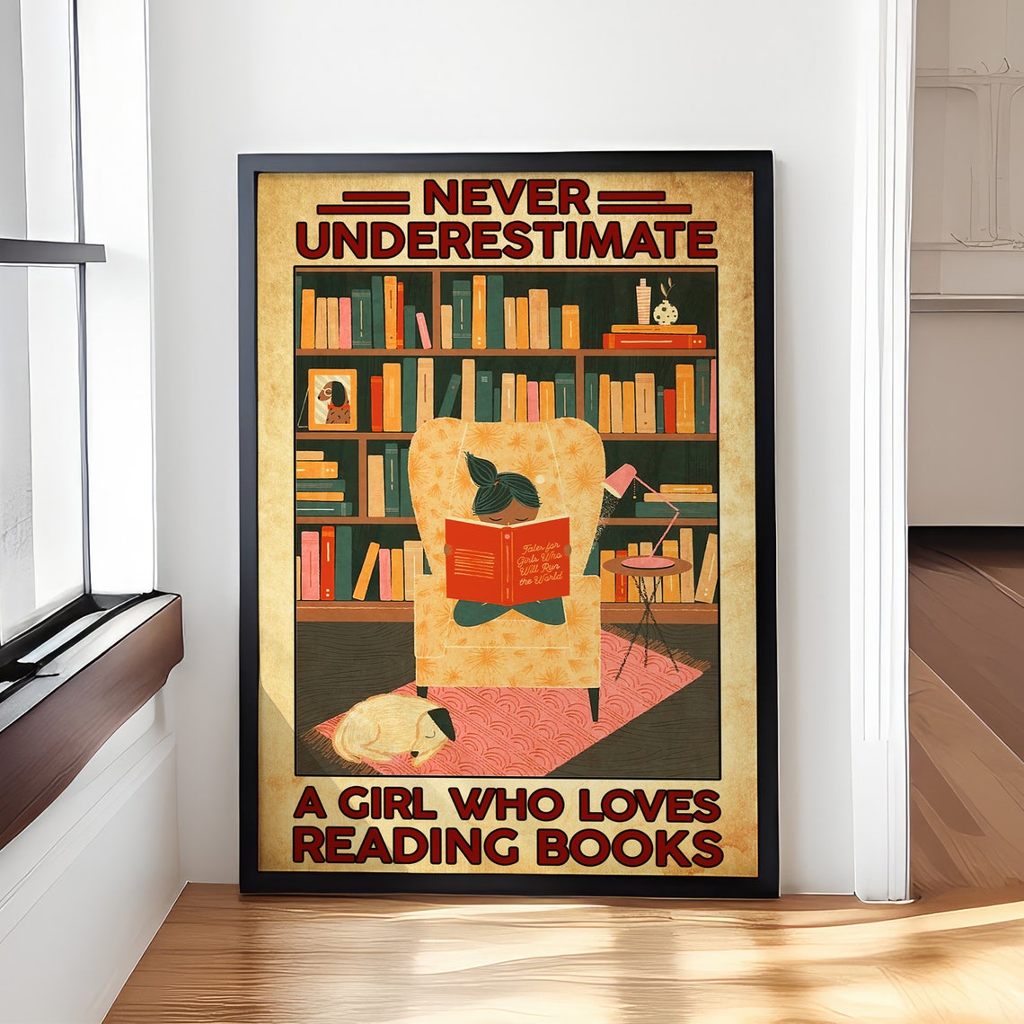 Never Underestimate a Girl Who Loves Reading Books Library Poster - Image 4