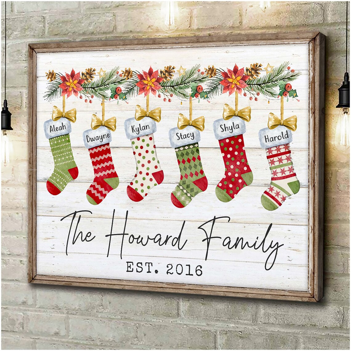 Personalized Family Christmas Stockings Names Custom Holiday Poster