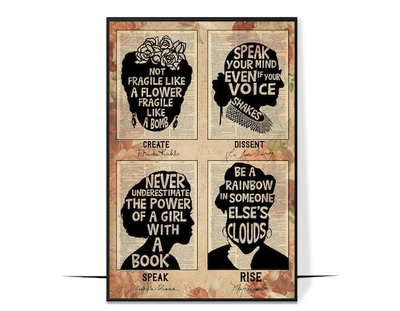 Feminist Silhouette Quotes Create Dissent Speak Rise Tribute Poster