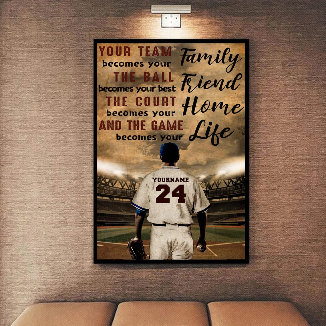 Baseball Your Team Becomes Your Family Stadium Tribute Gift Poster - Image 4