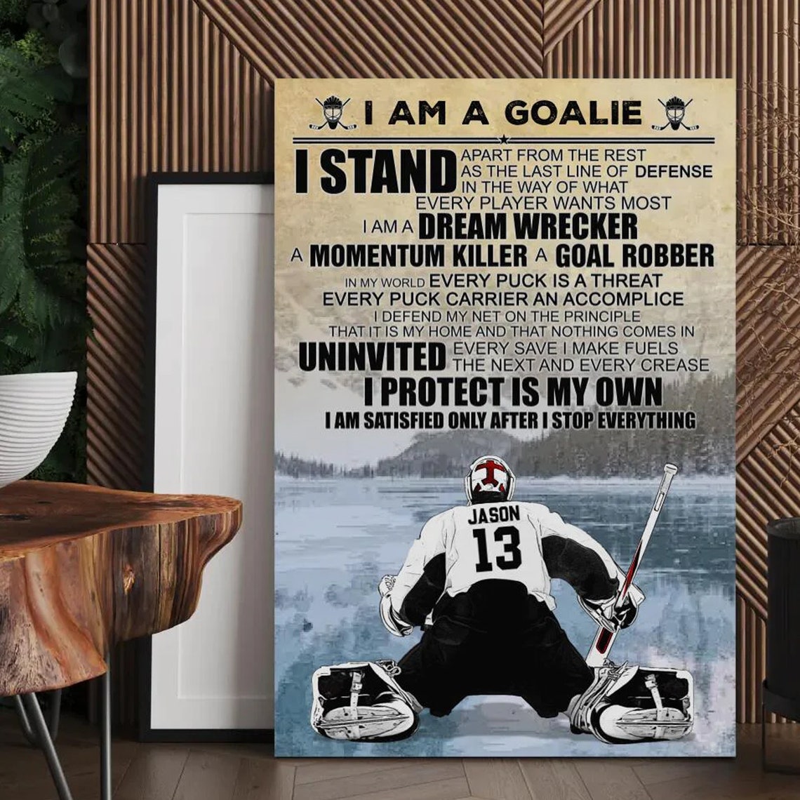 Personalized Ice Hockey Poster Hockey Gifts Gifts For Hockey Players Sport Gifts For Son Gifts For Hockey Goalies - Image 3