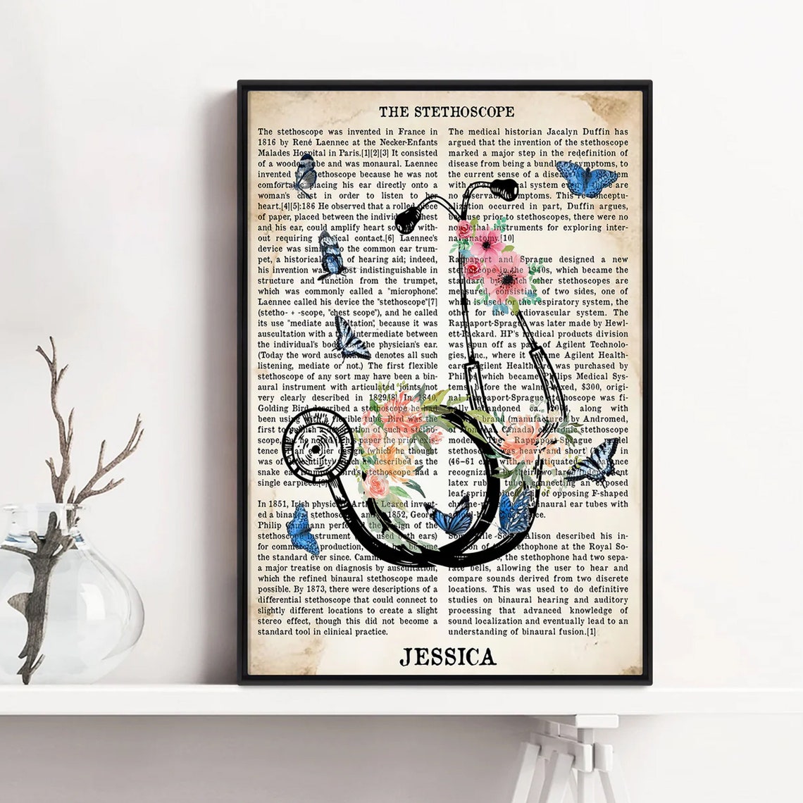 The Stethoscope Vintage Dictionary Personalized Nurse Poster Custom Name Home Decor For Girlfriend Wife Sister Mom - Image 4